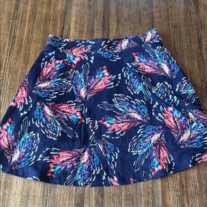 Margaret M Vibrant Feather Print Skirt